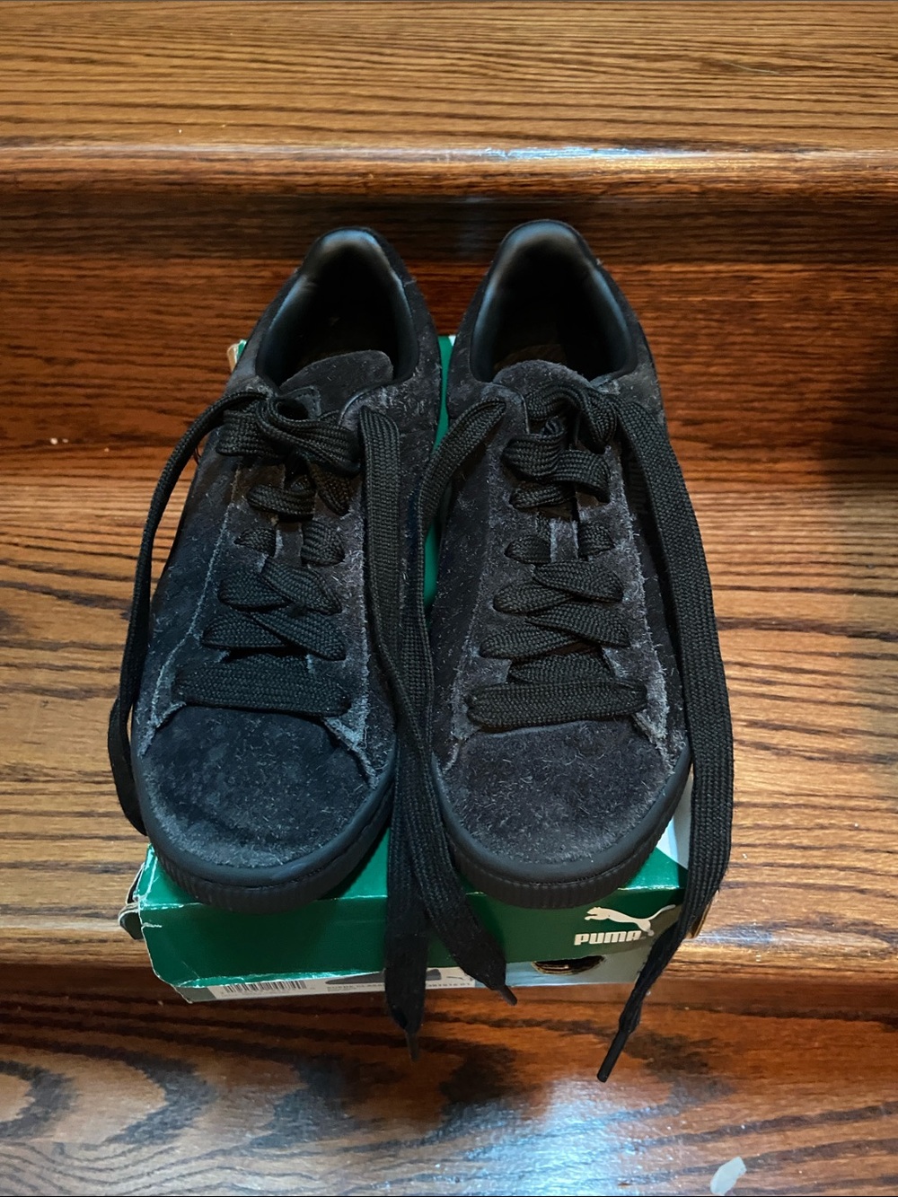 Puma Kids Black Suede Lace-Up Sneakers
